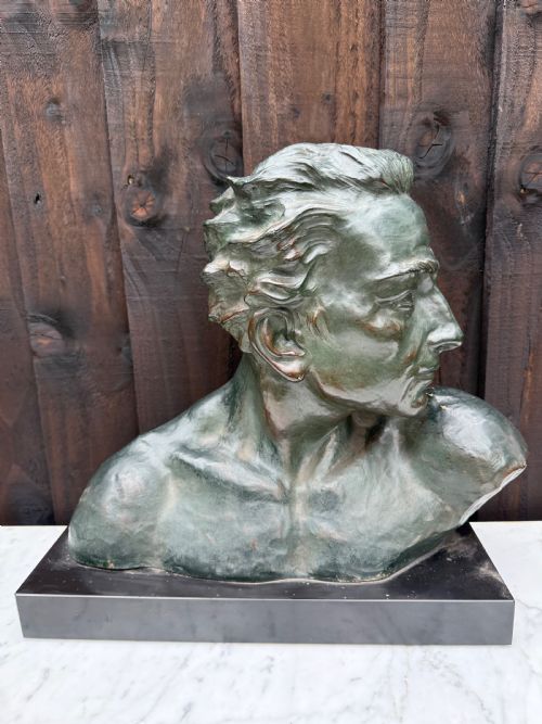 ART DECO TERRACOTTA BUST OF A MAN J DOMMISSE
