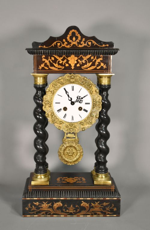 FRENCH PORTICO BARLEY TWIST CLOCK NAPOLEON III