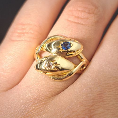 THE ANTIQUE 1903 SAPPHIRE AND DIAMOND SNAKE RING - ADDITIONAL PHOTO 6