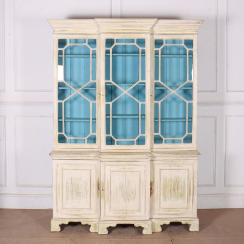 18TH CENTURY ENGLISH PAINTED BREAKFRONT BOOKCASE