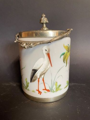 OPALINE GLASS BISCUIT BARREL