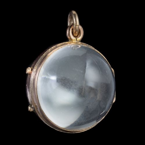 Antique Victorian Glass Globe Locket Pendant 9ct Gold Circa 1900