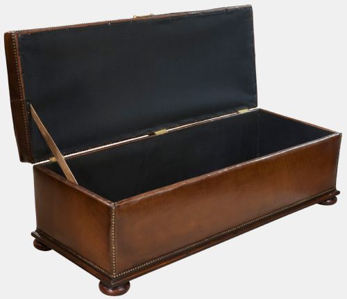 LEATHER COVERED OTTOMAN - ADDITIONAL PHOTO 2