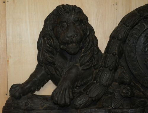 CIRCA 1400 HENRY VIII ARMORIAL COAT OF ARMS FIRE PLACE DIEU ET MON DROIT SIGNED - ADDITIONAL PHOTO 3